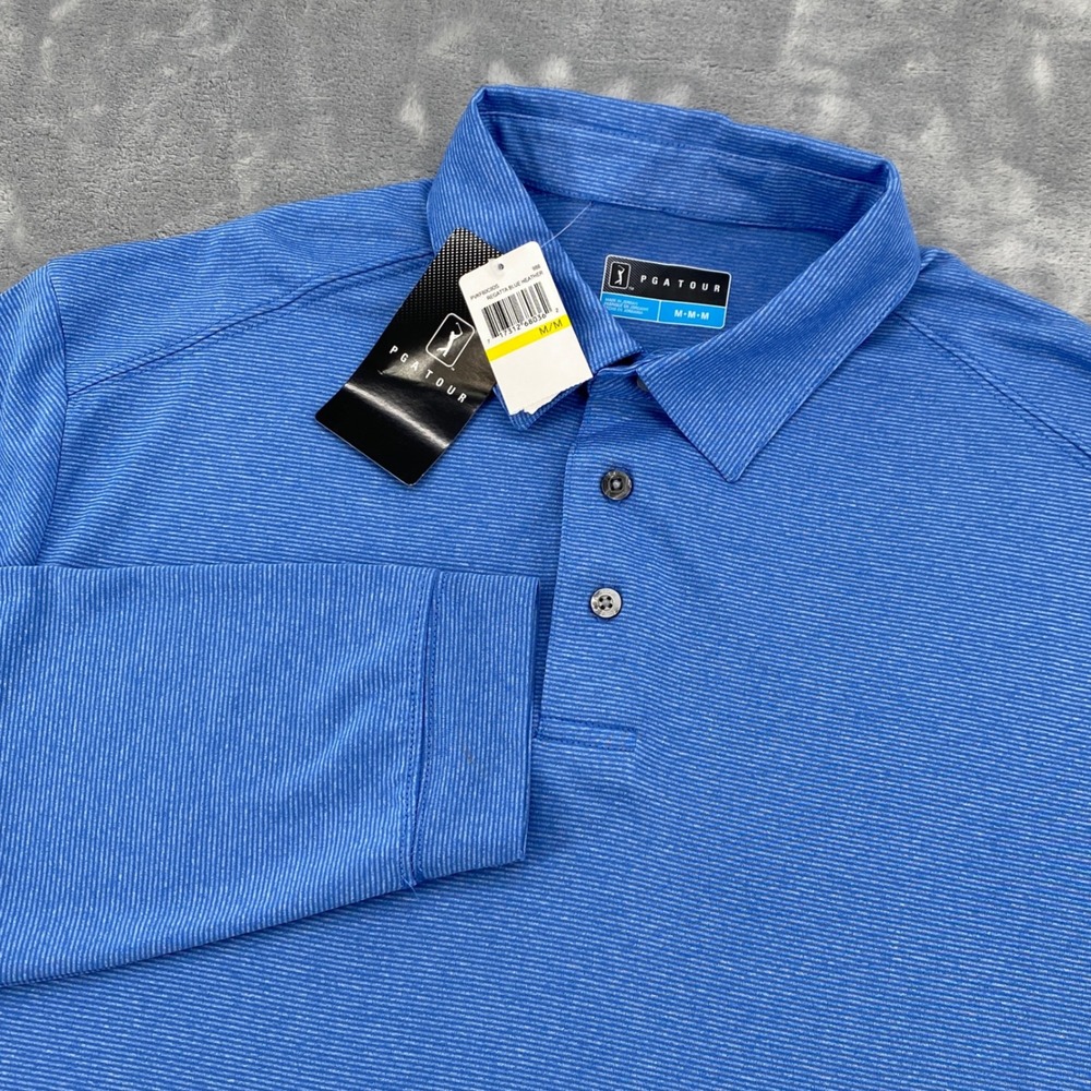 PGA Tour Golf Mens Medium Long Sleeve Performance Polo Shirt Regatta Blue 
NEW